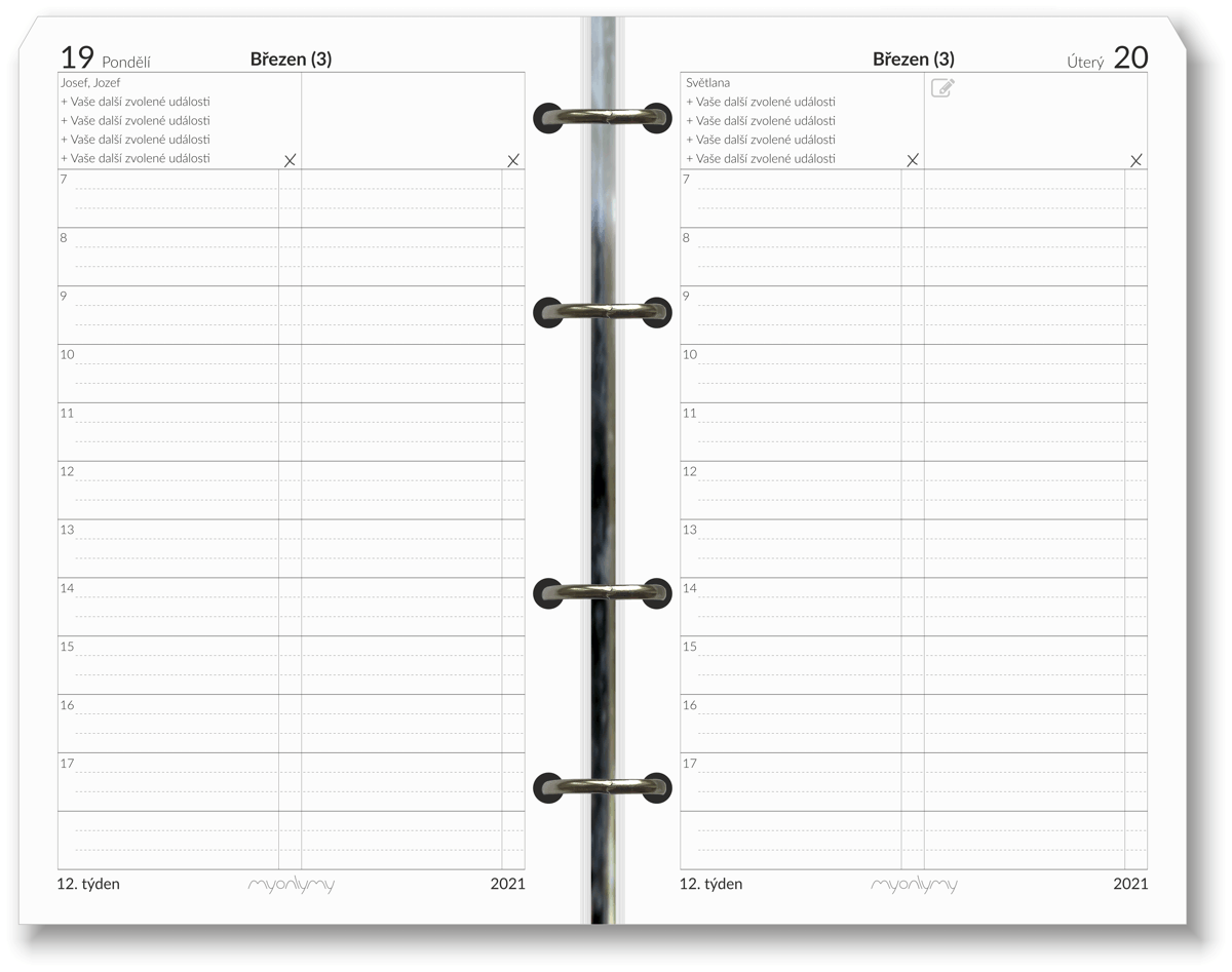 Formulář monochrome – Denní plán A5 oboustranný – 183 listů